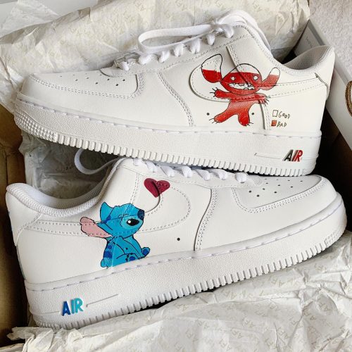 Blue & Red Stitch Air Force 1 Custom