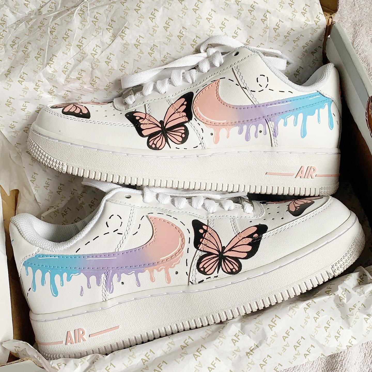Pastel Drips Butterfly Air Force 1 Custom