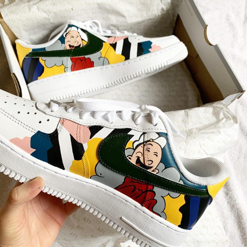 Popeye x Olive x Sweet Pea Air Force 1 Custom - Popeye the Sailor - Image 2