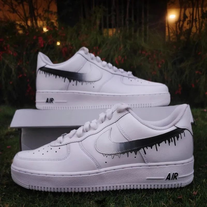 Black and White Drip Air Force 1 Custom - Image 2
