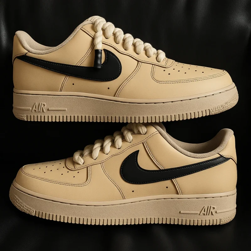 Coffee Black Swoosh Air Force 1 Custom
