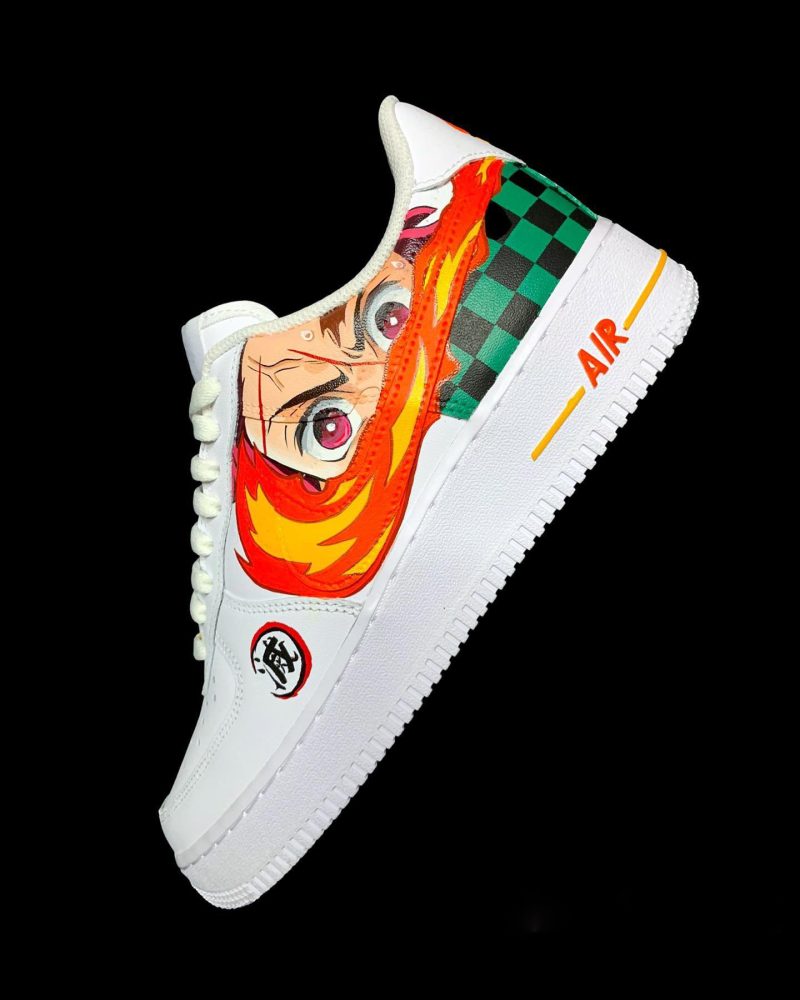 Demon Slayer - Tanjiro Water & Fire Air Force 1 Custom - Image 4