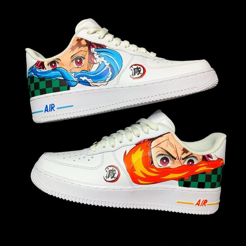 Demon Slayer - Tanjiro Water & Fire Air Force 1 Custom