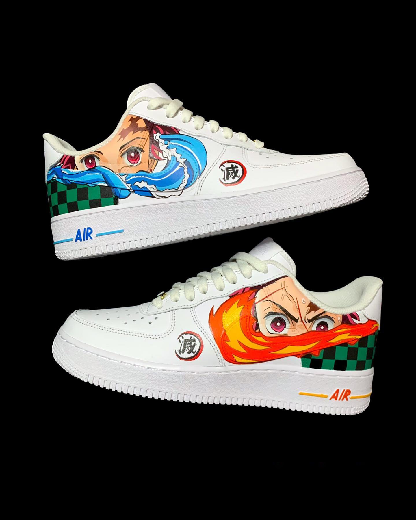 Demon Slayer - Tanjiro Water & Fire Air Force 1 Custom