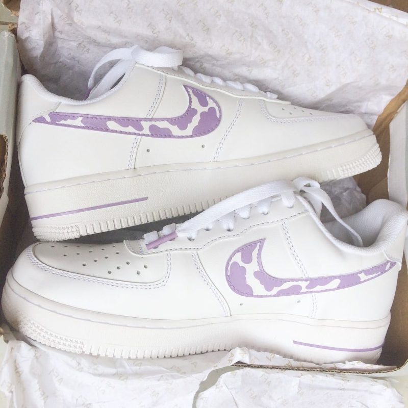 Lilac Cow Pattern Air Force 1 Custom - Image 2