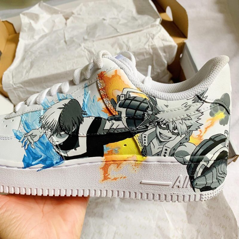 My Hero Academia x Demon Slayer - Todoroki x Bakugo x Yoriichi x Tanjiro Air Force 1 Custom - Image 3
