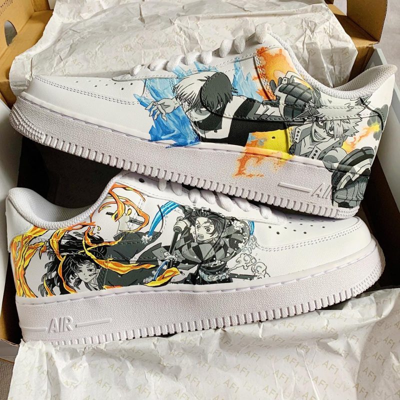 My Hero Academia x Demon Slayer - Todoroki x Bakugo x Yoriichi x Tanjiro Air Force 1 Custom