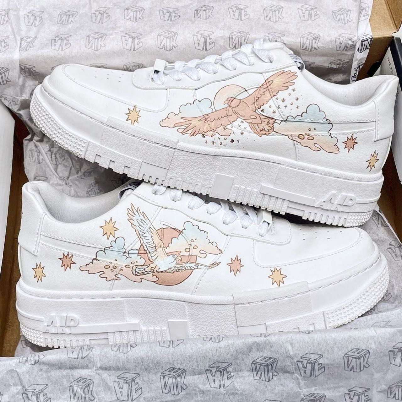 Pastel Birds & Cloud Air Force 1 Custom