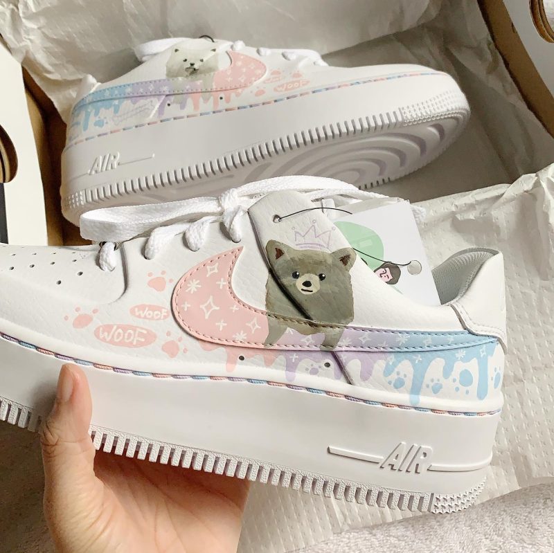 Pastel Drips and Cute Dog Air Force 1 Custom - Image 2