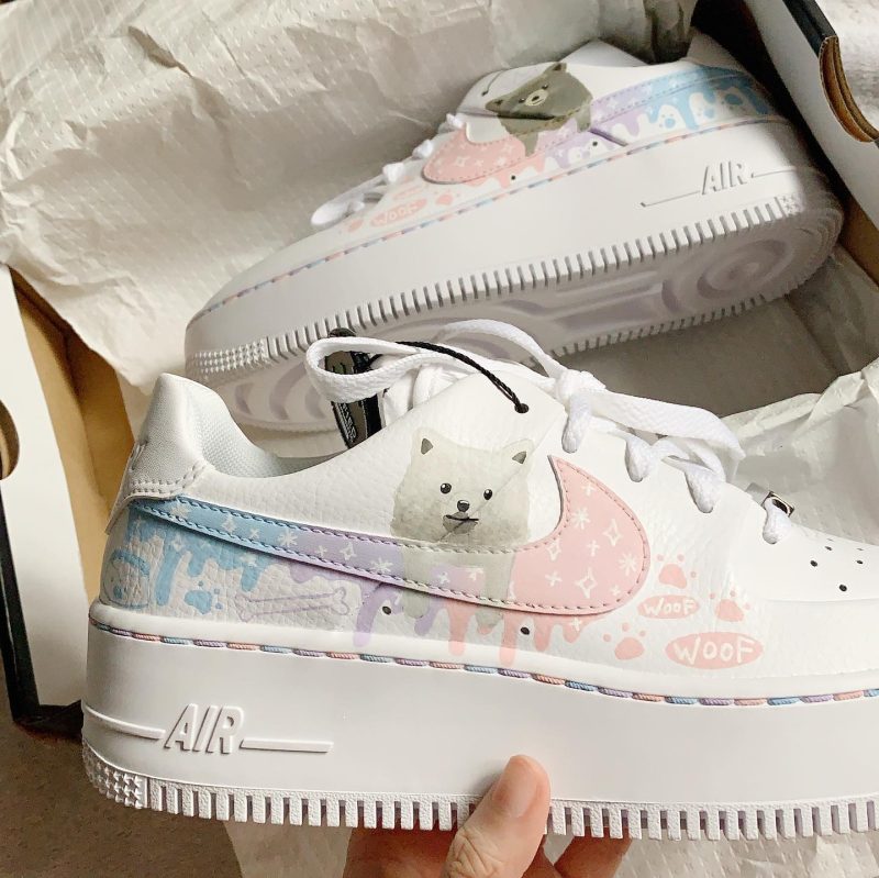 Pastel Drips and Cute Dog Air Force 1 Custom - Image 3