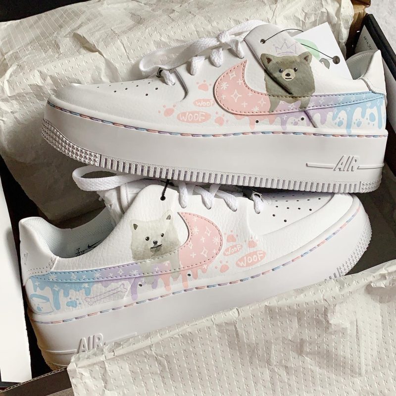 Pastel Drips and Cute Dog Air Force 1 Custom