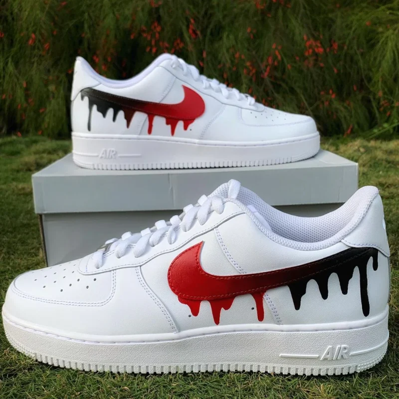 Red Black Drip Air Force 1 Custom - Image 5