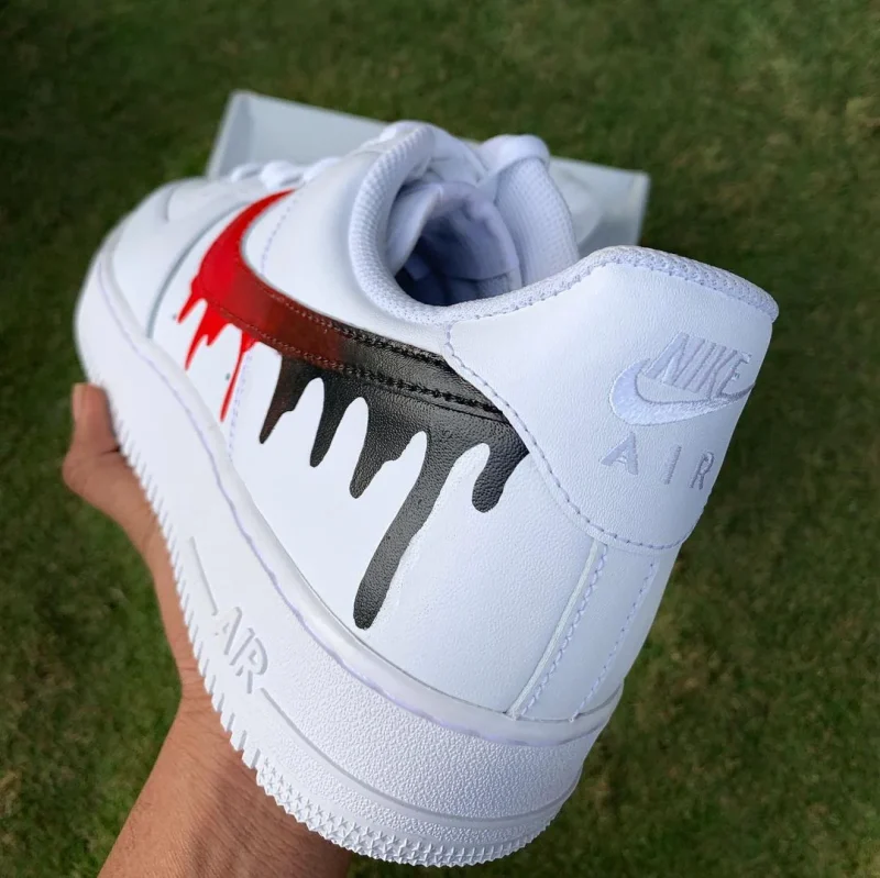 Red Black Drip Air Force 1 Custom - Image 6