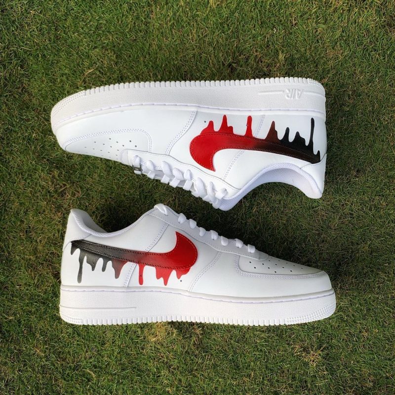 Red Black Drip Air Force 1 Custom